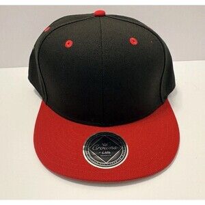 CROWNS Plain Black Red Full Court Fitted Mens HAT Snapback NEW 100% Polyester